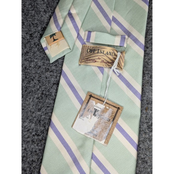 Tommy Bahama Other - Tommy Bahama Off Island‎ Men's Pastel Striped Neck Tie Silk Handmade Green 4x59"